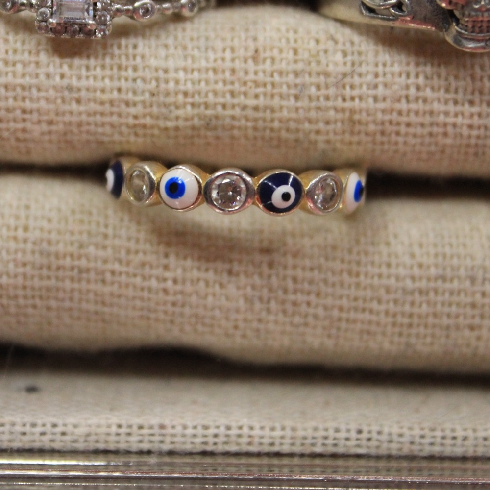 Sterling silver 925 blue evil eye ring